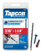 Buildex Tapcon 28350 Concrete Screw Anchor, 3/16 in Dia, 1-1/4 in L, Steel, Climaseal